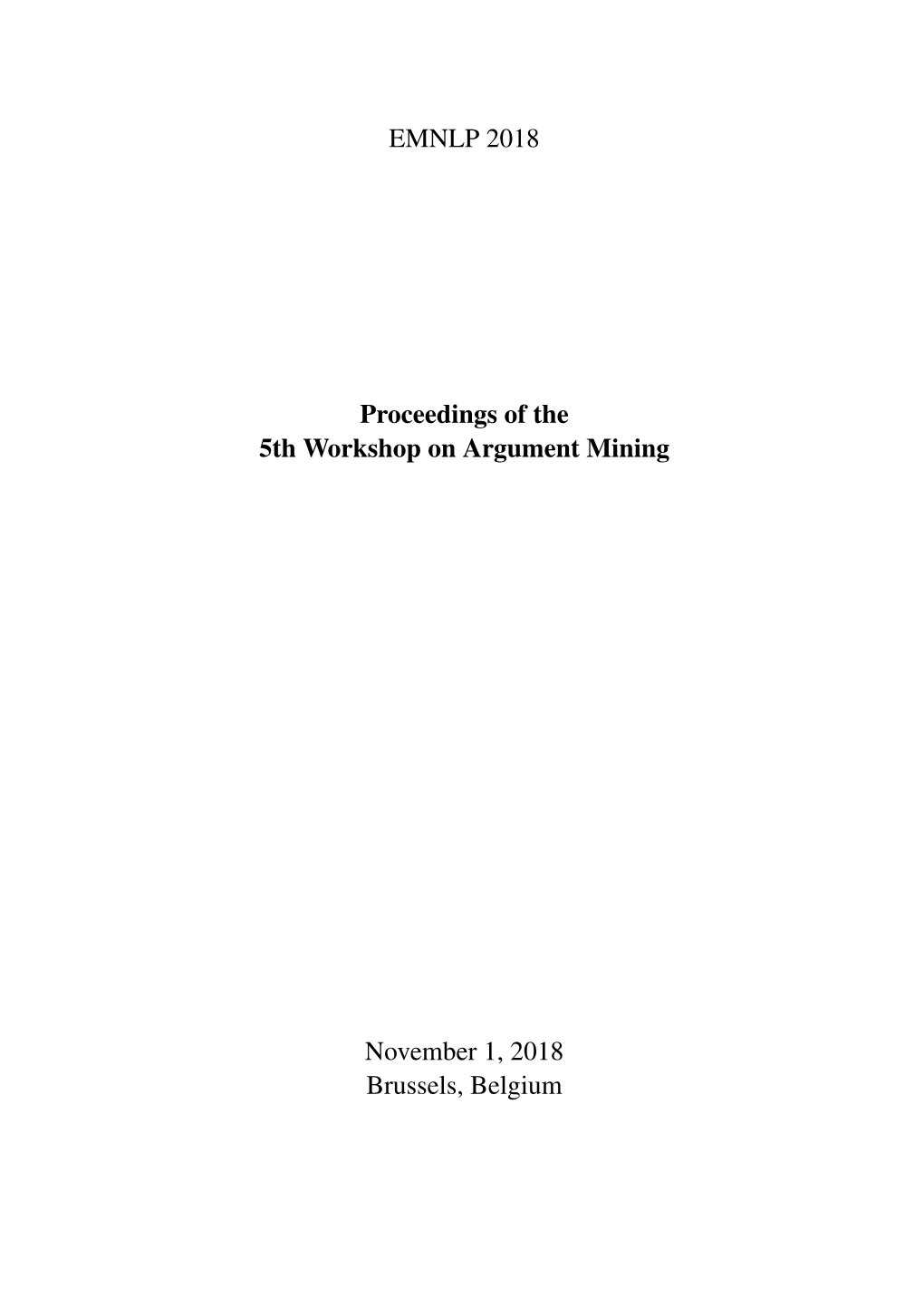 Proceedings of the 5Th Workshop on Argument Mining