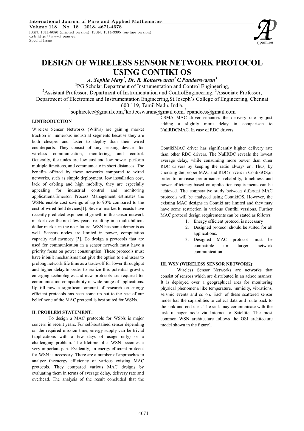 Design of Wireless Sensor Network Protocol Using Contiki Os A