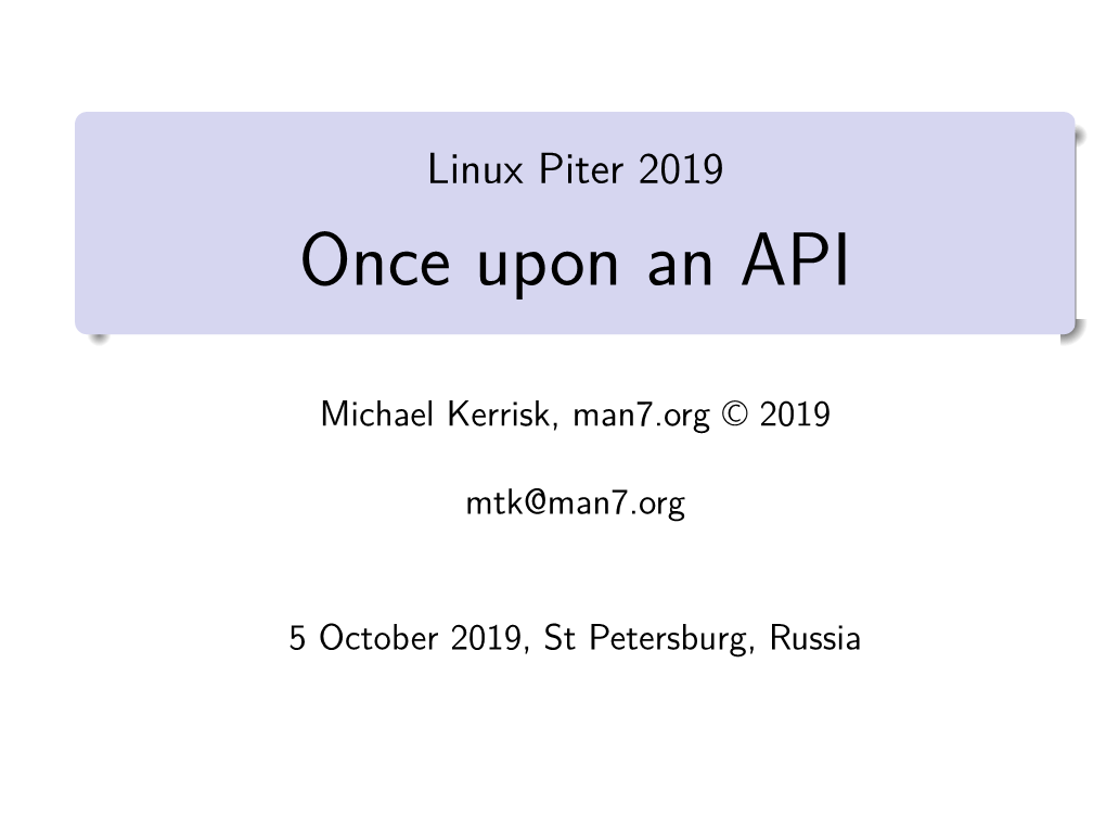 Once Upon an API