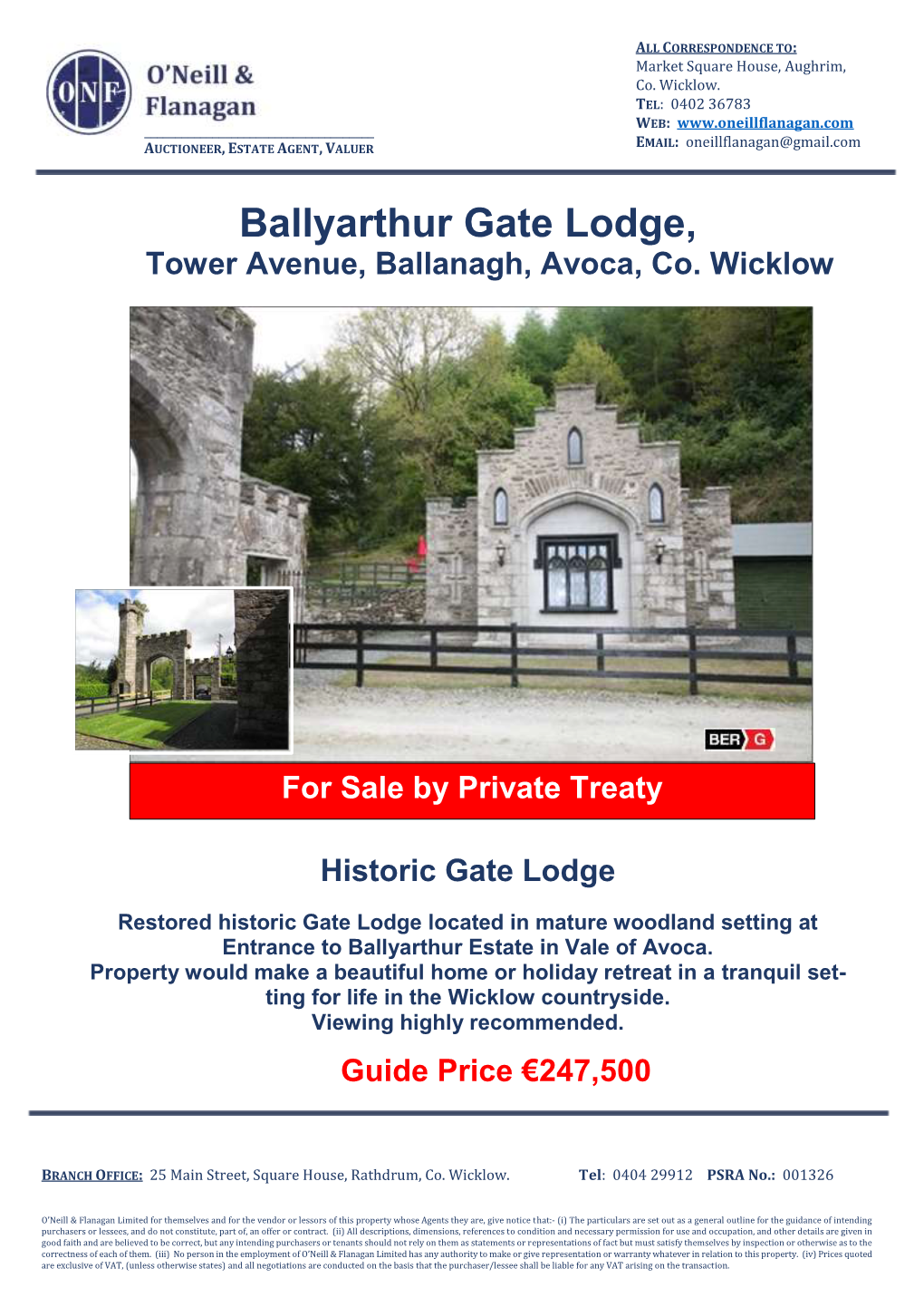 Ballyarthur Gate Lodge, Tower Avenue, Ballanagh, Avoca, Co