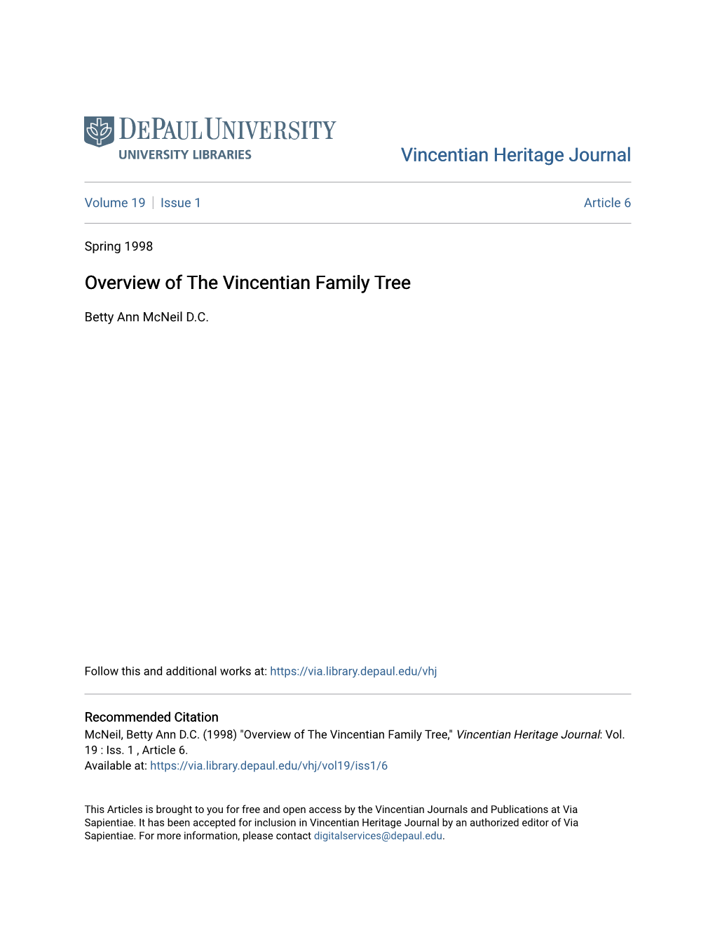 Overview of the Vincentian Family Tree