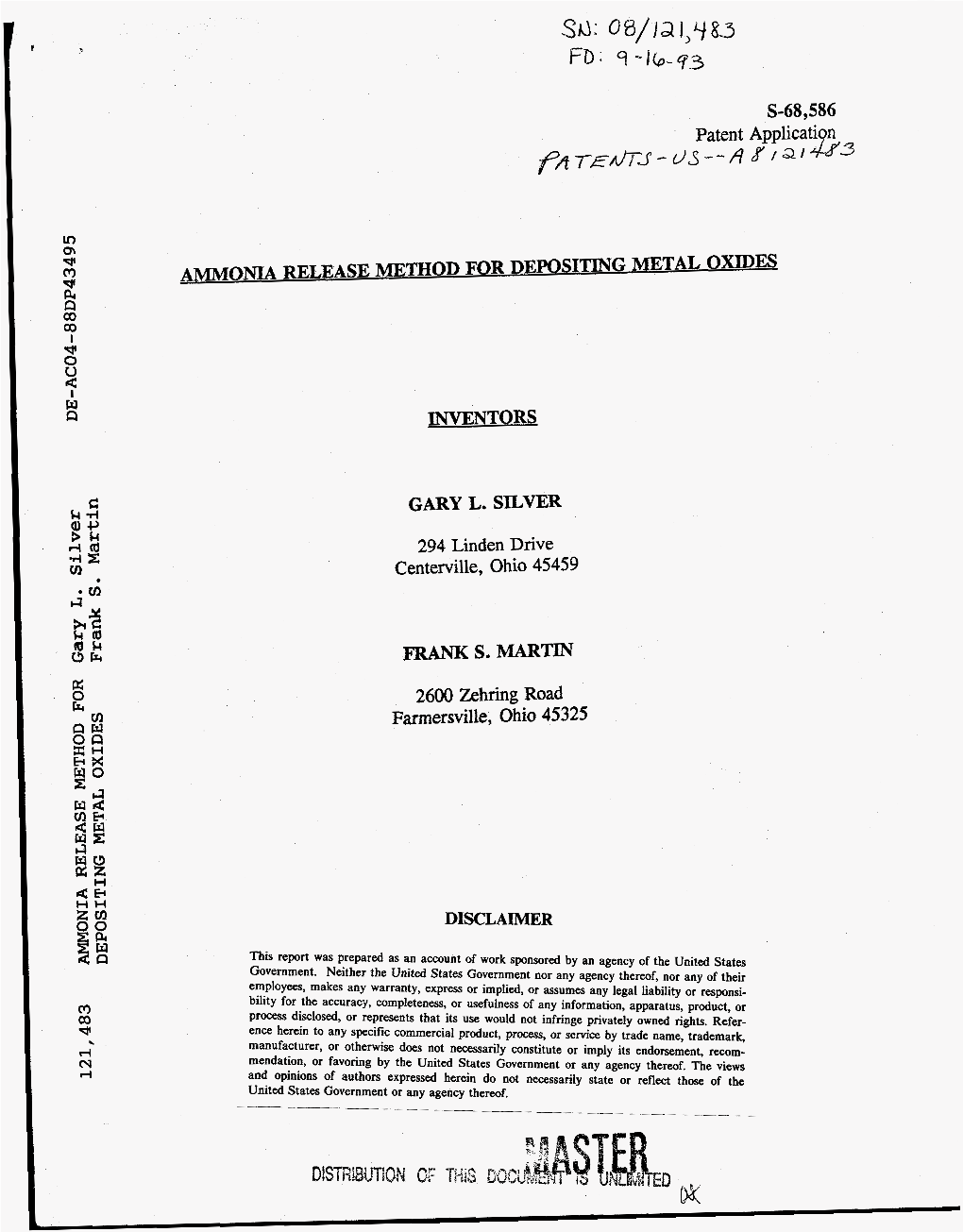 Patent Application AMMONIA RELEASE METHOD FOR