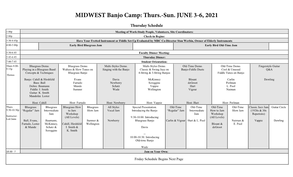 Thurs.-Sun. JUNE 3-6, 2021