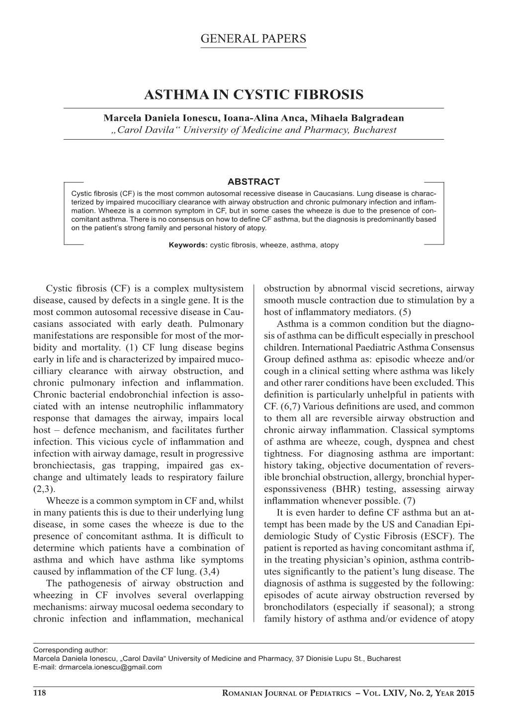 Asthma in Cystic Fibrosis