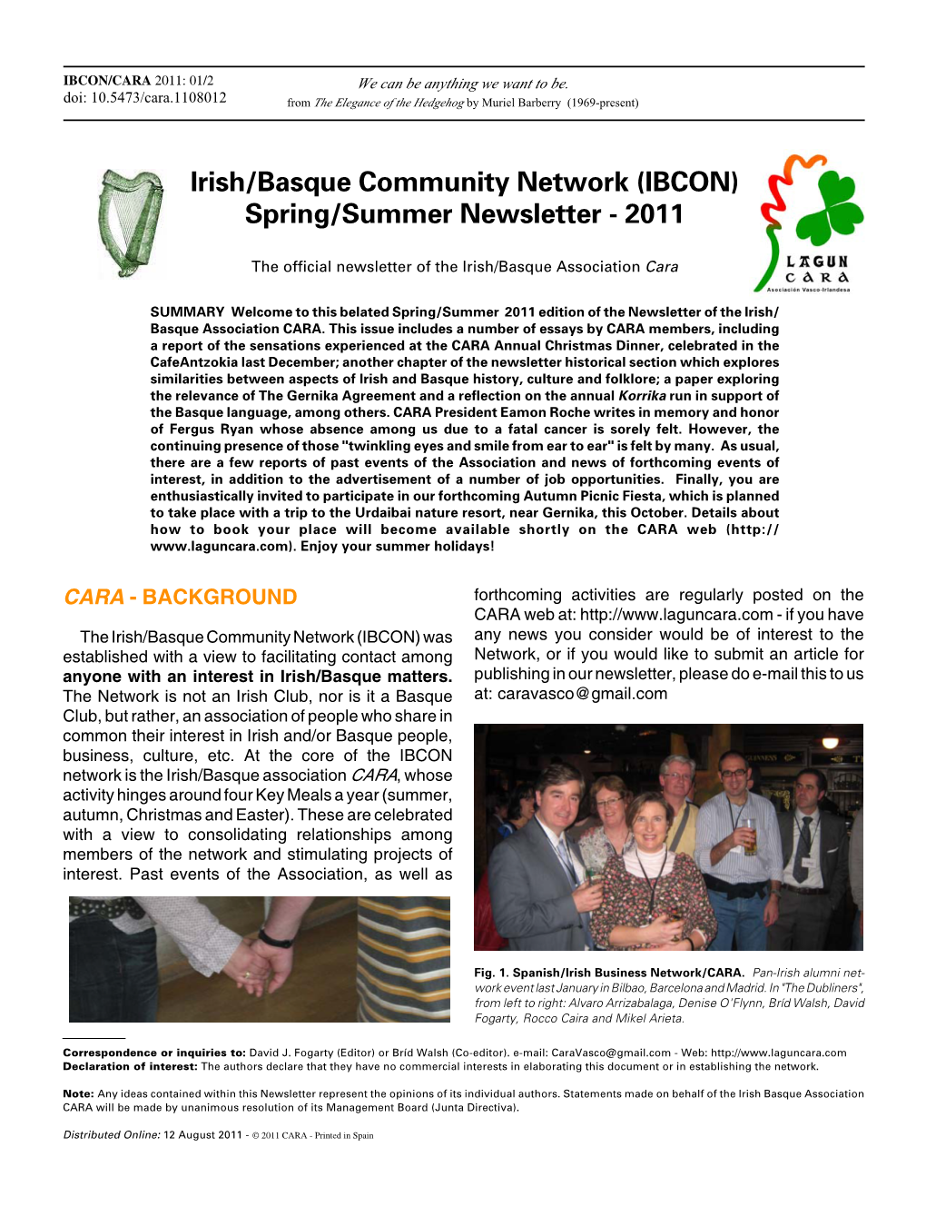 Irish/Basque Community Network (IBCON) Spring/Summer Newsletter - 2011