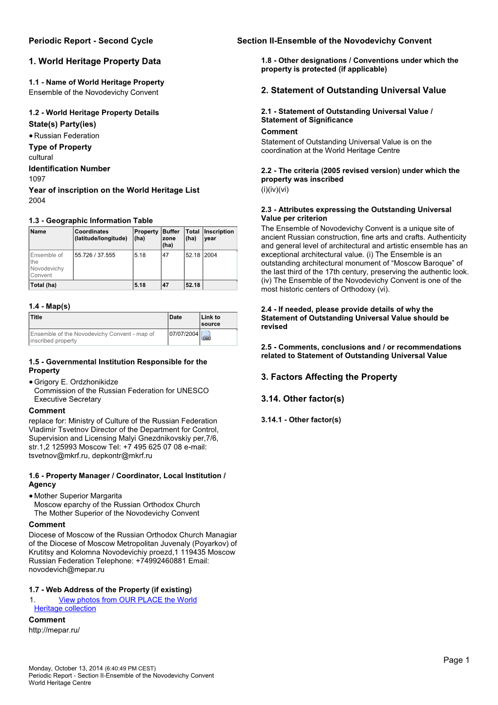 Periodic Reporting Cycle 2, Section II