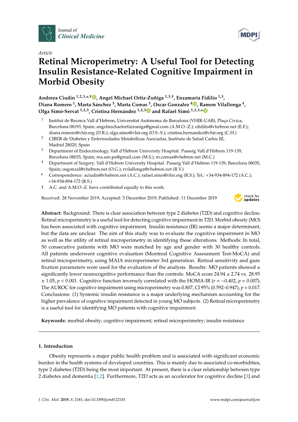 Retinal Microperimetry: a Useful Tool for Detecting Insulin Resistance-Related Cognitive Impairment in Morbid Obesity