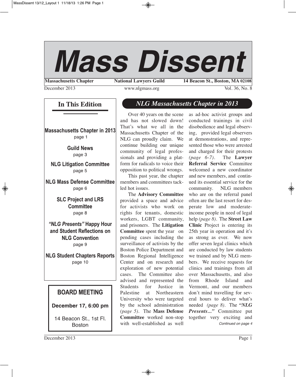 Mass Dissent (ISSN 0887-8536) Is Published Hotline, Who Are Counseling Military Personnel on Their Rights