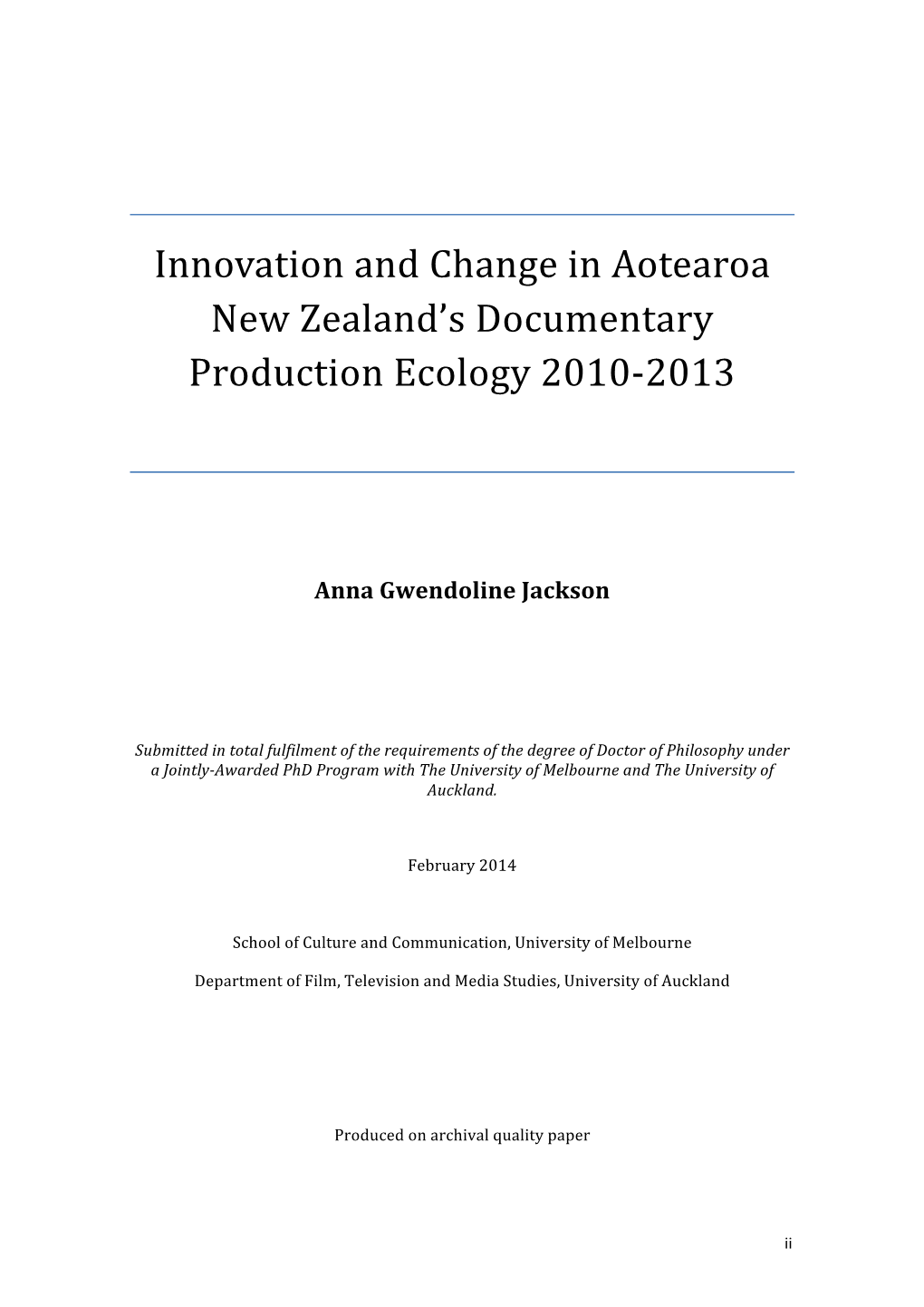 Innovation and Change in Aotearoa New Zealand's