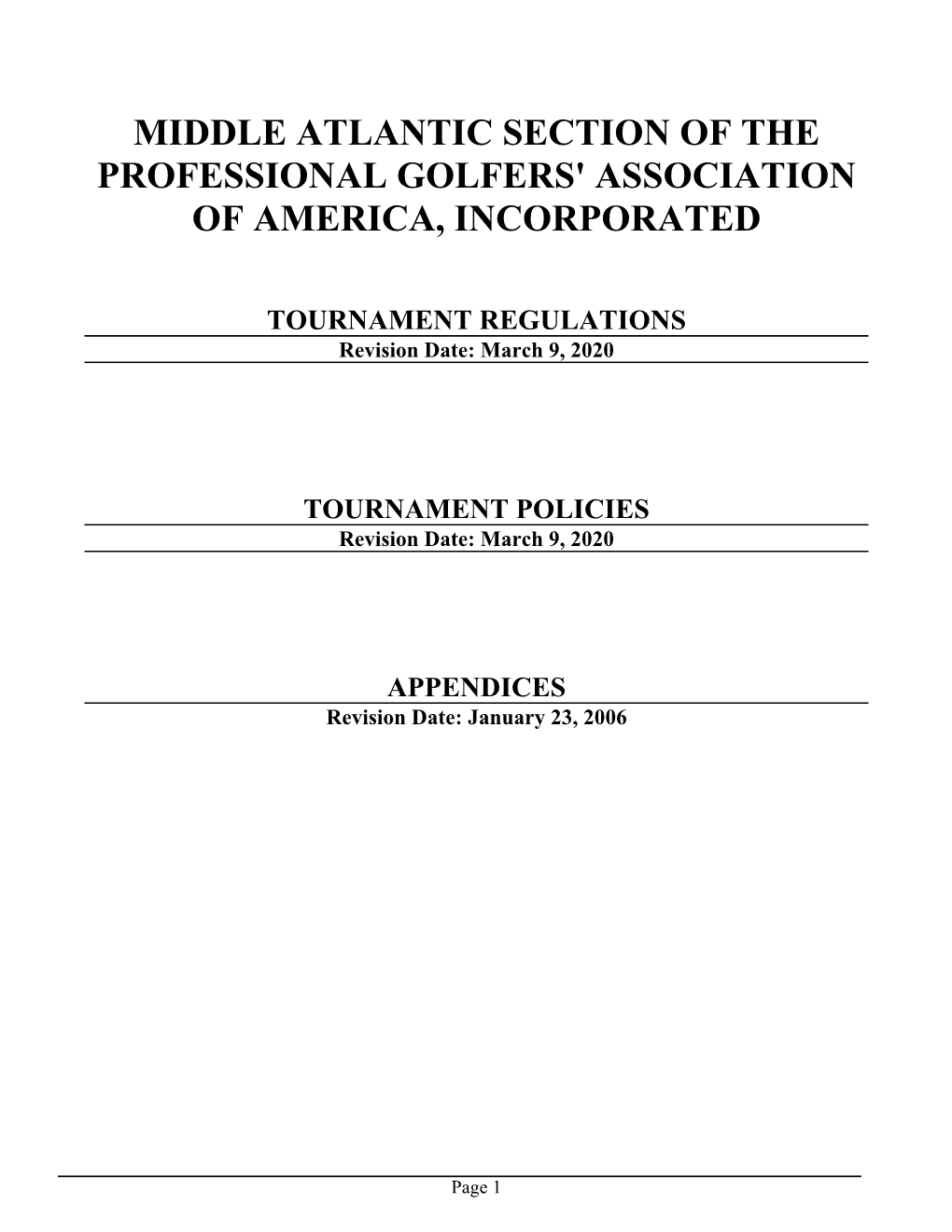 Middle Atlantic Section of the Professional Golfers' Association of America, Incorporated