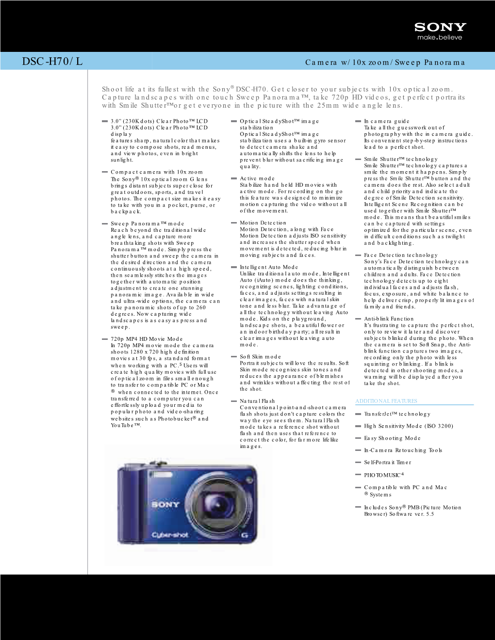 Sony H70 Brochure