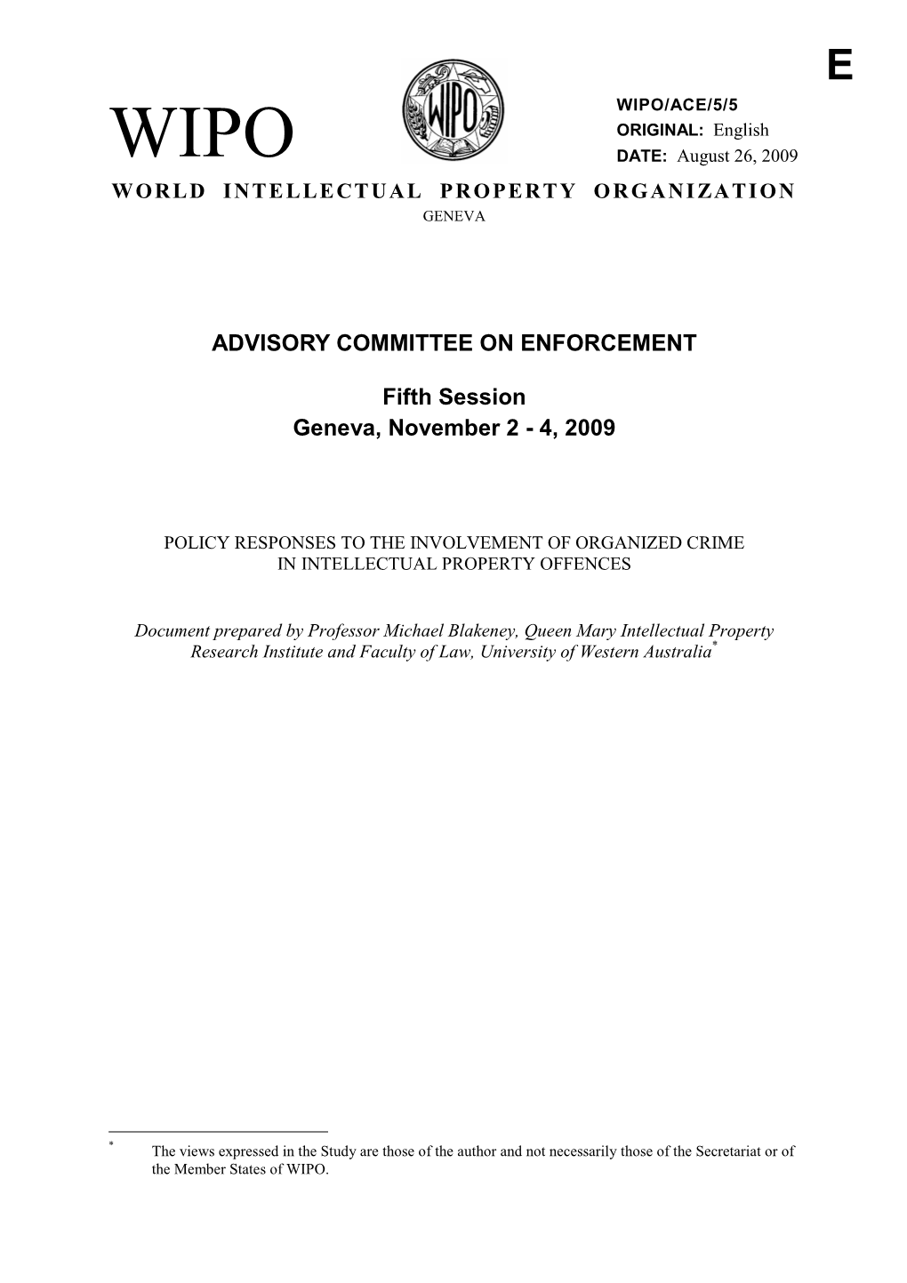 ADVISORY COMMITTEE on ENFORCEMENT Fifth