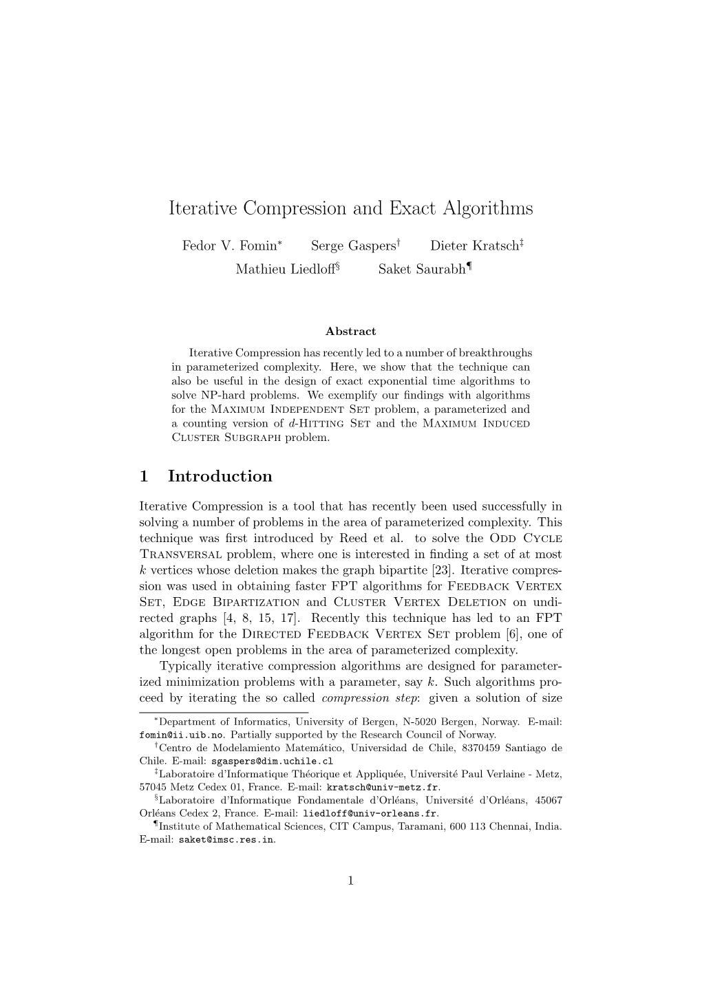 Iterative Compression and Exact Algorithms