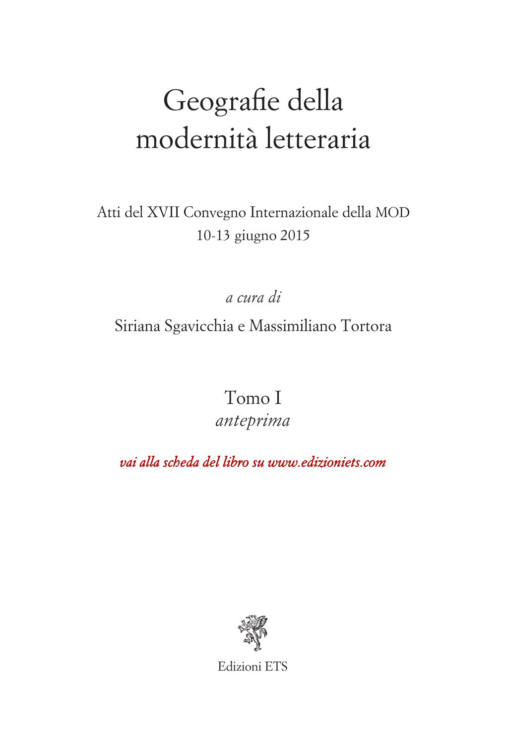 Geografie Della Modernità Letteraria