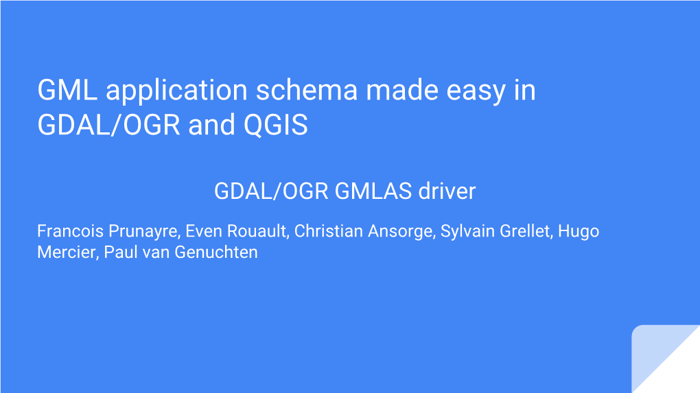 GML Application Schema Made Easy in GDAL/OGR and QGIS