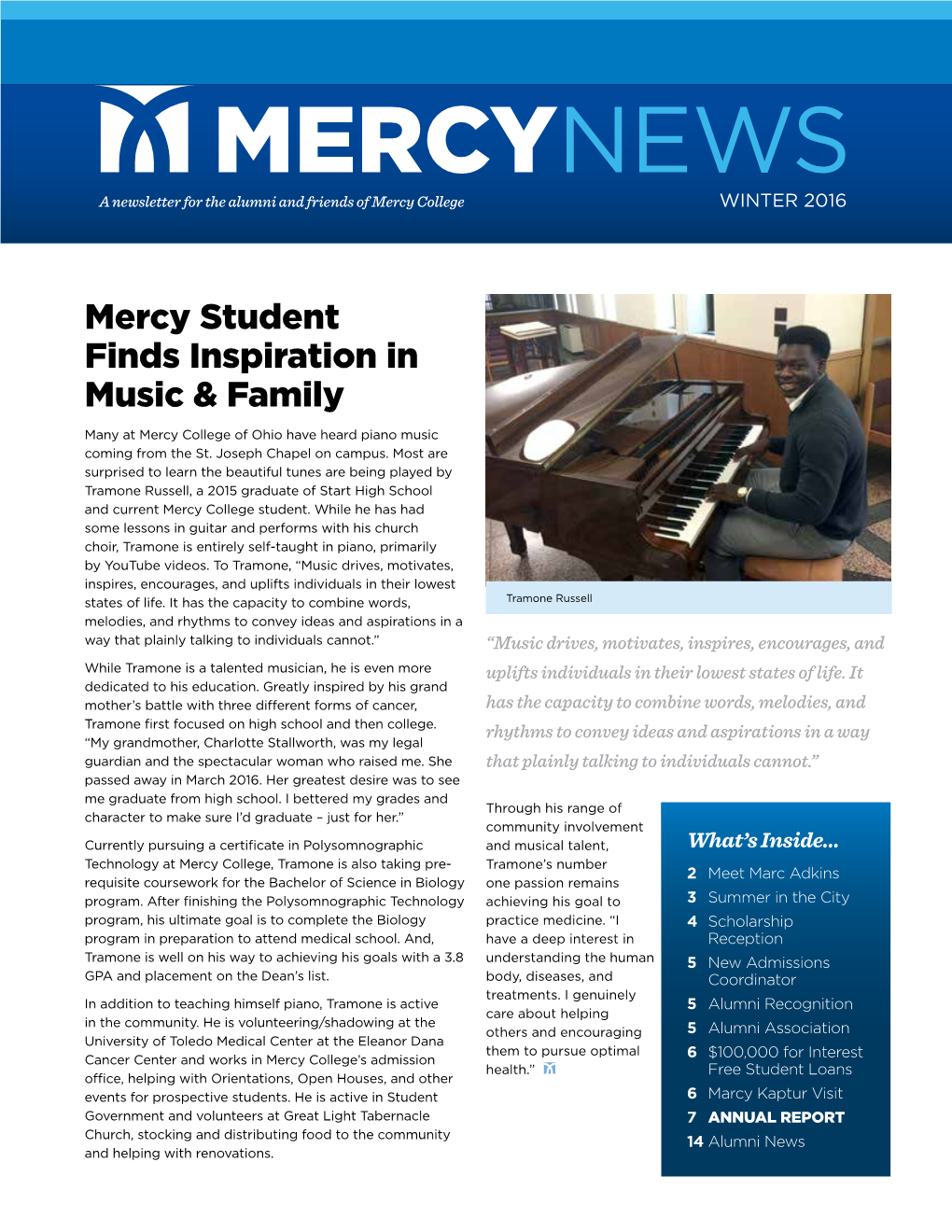 MERCYNEWS a Newsletter for the Alumni and Friends of Mercy College WINTER 2016