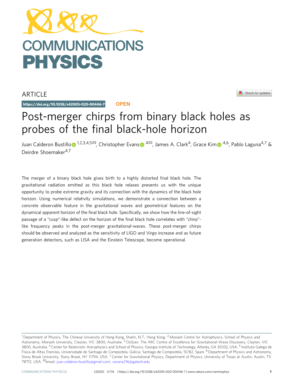 Post-Merger Chirps from Binary Black Holes As Probes of the Final Black