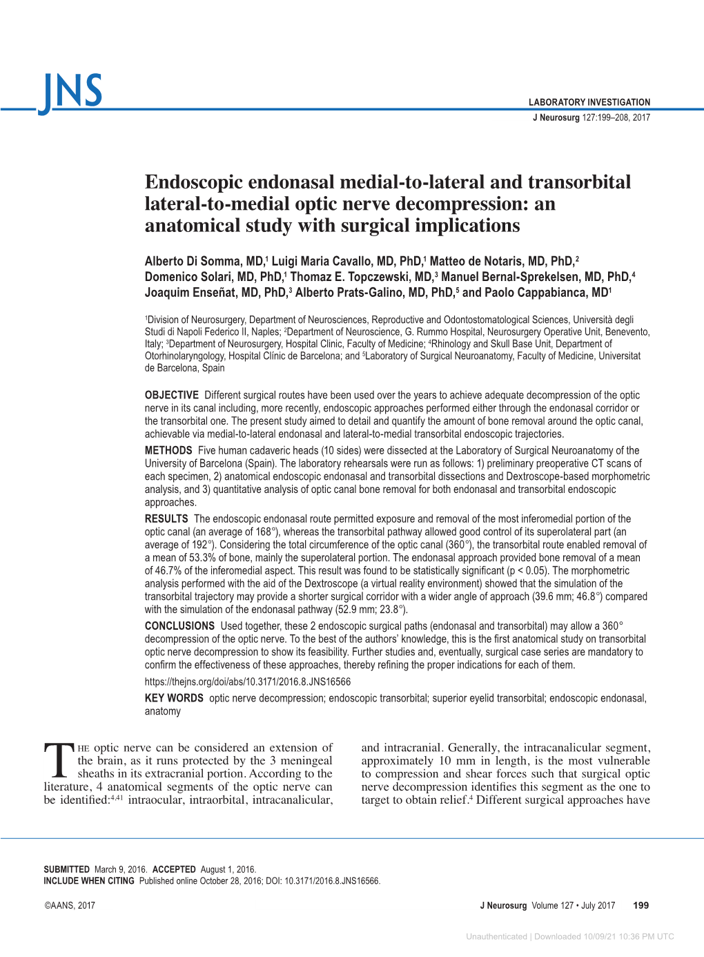 Endoscopic Endonasal Medial-To-Lateral and Transorbital Lateral-To-Medial Optic Nerve Decompression: an Anatomical Study with Surgical Implications