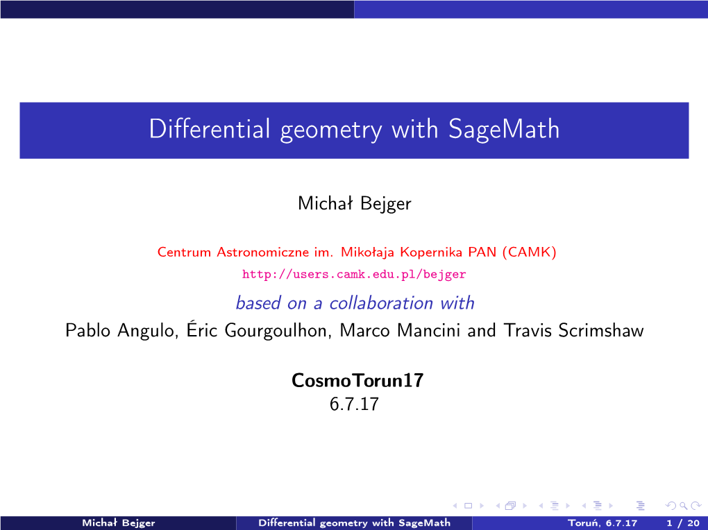 Differential Geometry with Sagemath