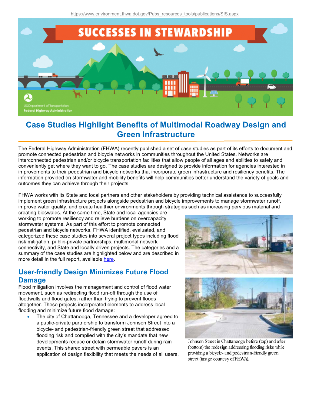 Case Studies Highlight Benefits of Multimodal Roadway Design and Green Infrastructure