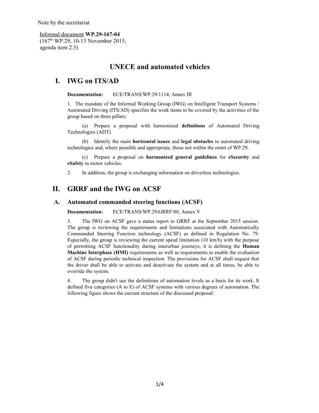 UNECE and Automated Vehicles