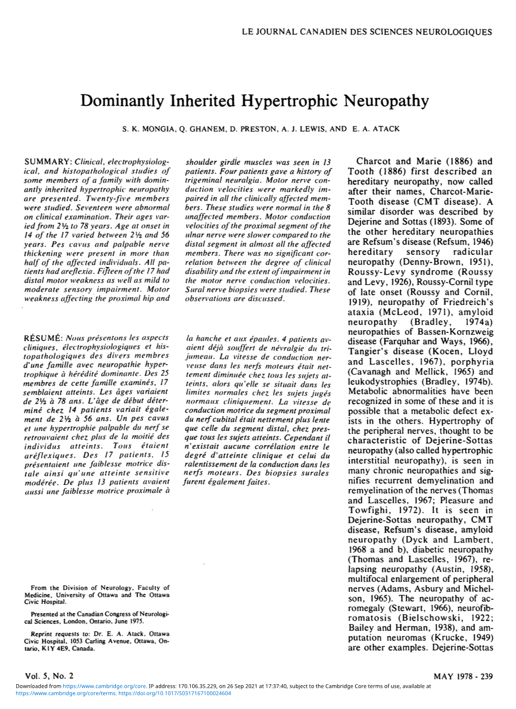 Dominantly Inherited Hypertrophic Neuropathy