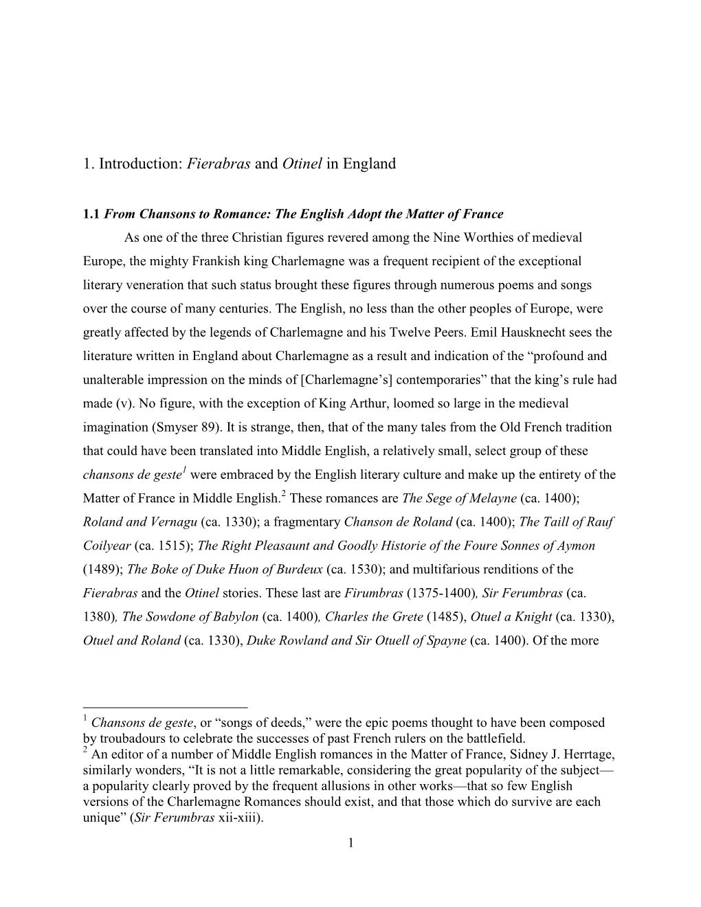 1. Introduction: Fierabras and Otinel in England