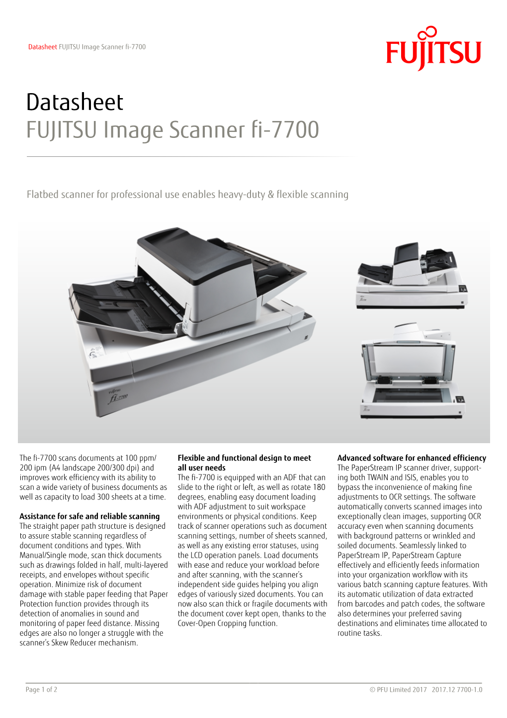 Datasheet FUJITSU Image Scanner Fi-7700