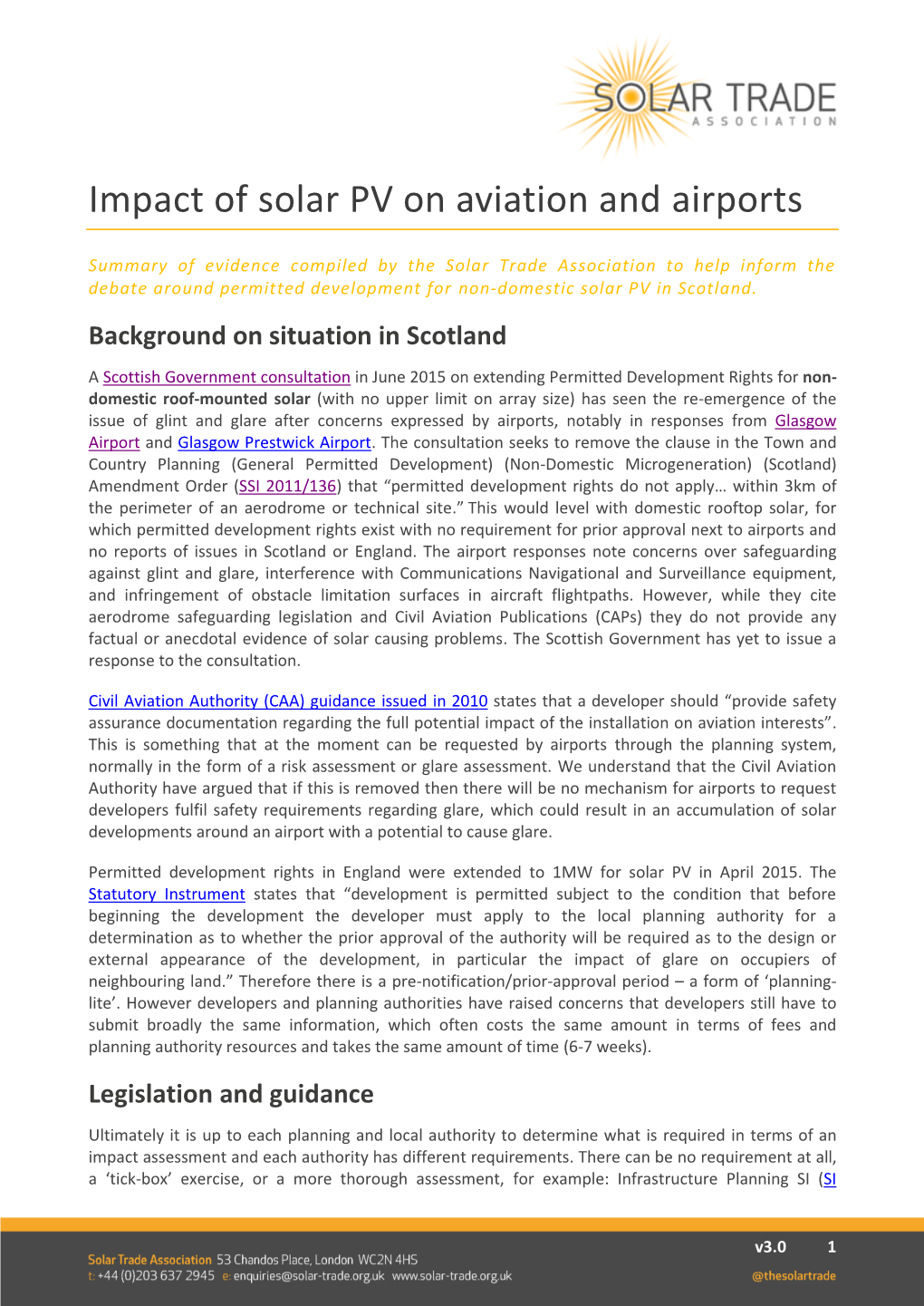 Impact of Solar PV on Aviation and Airports