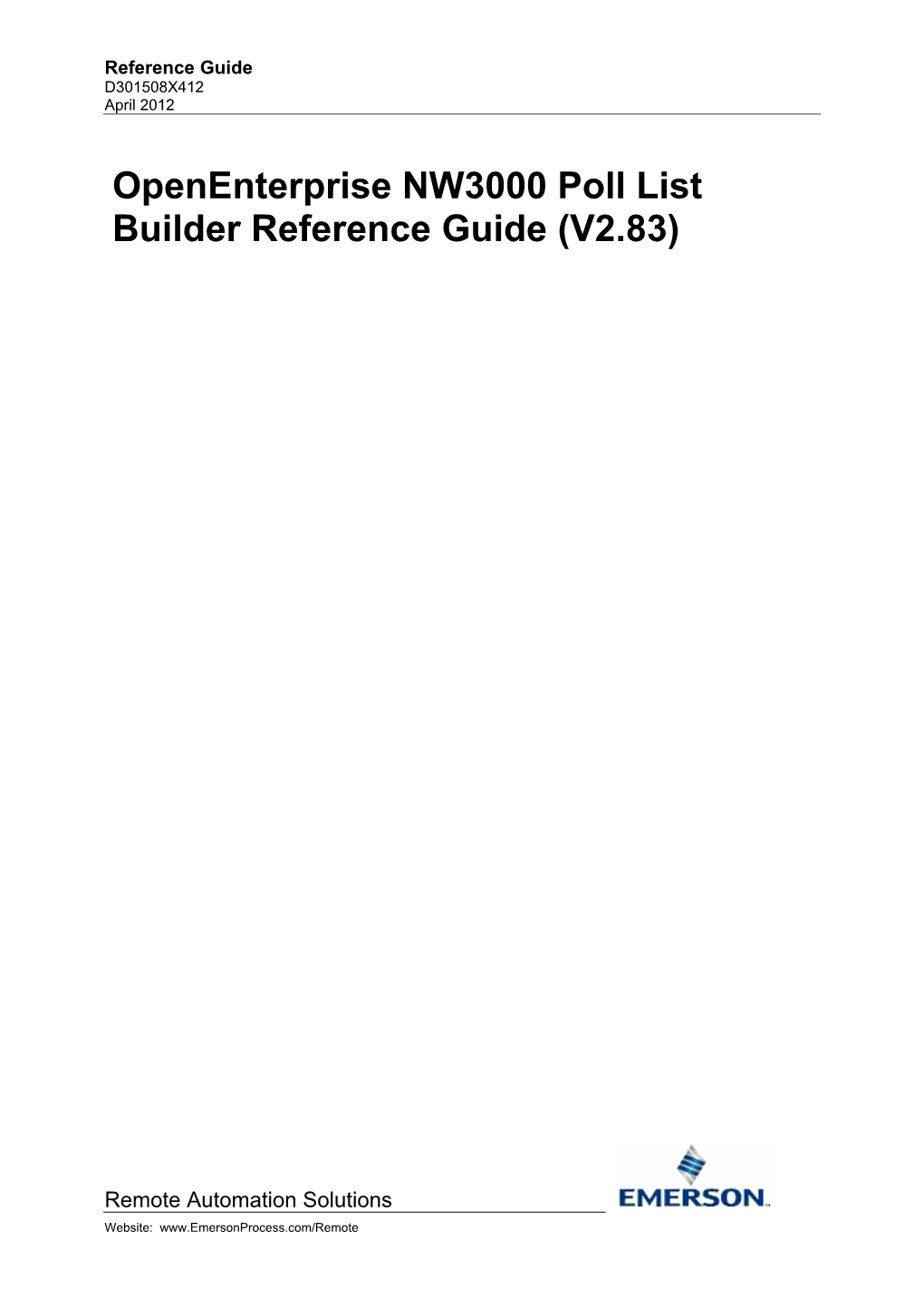 NW3000 Poll List Builder Reference Guide (V2.83)