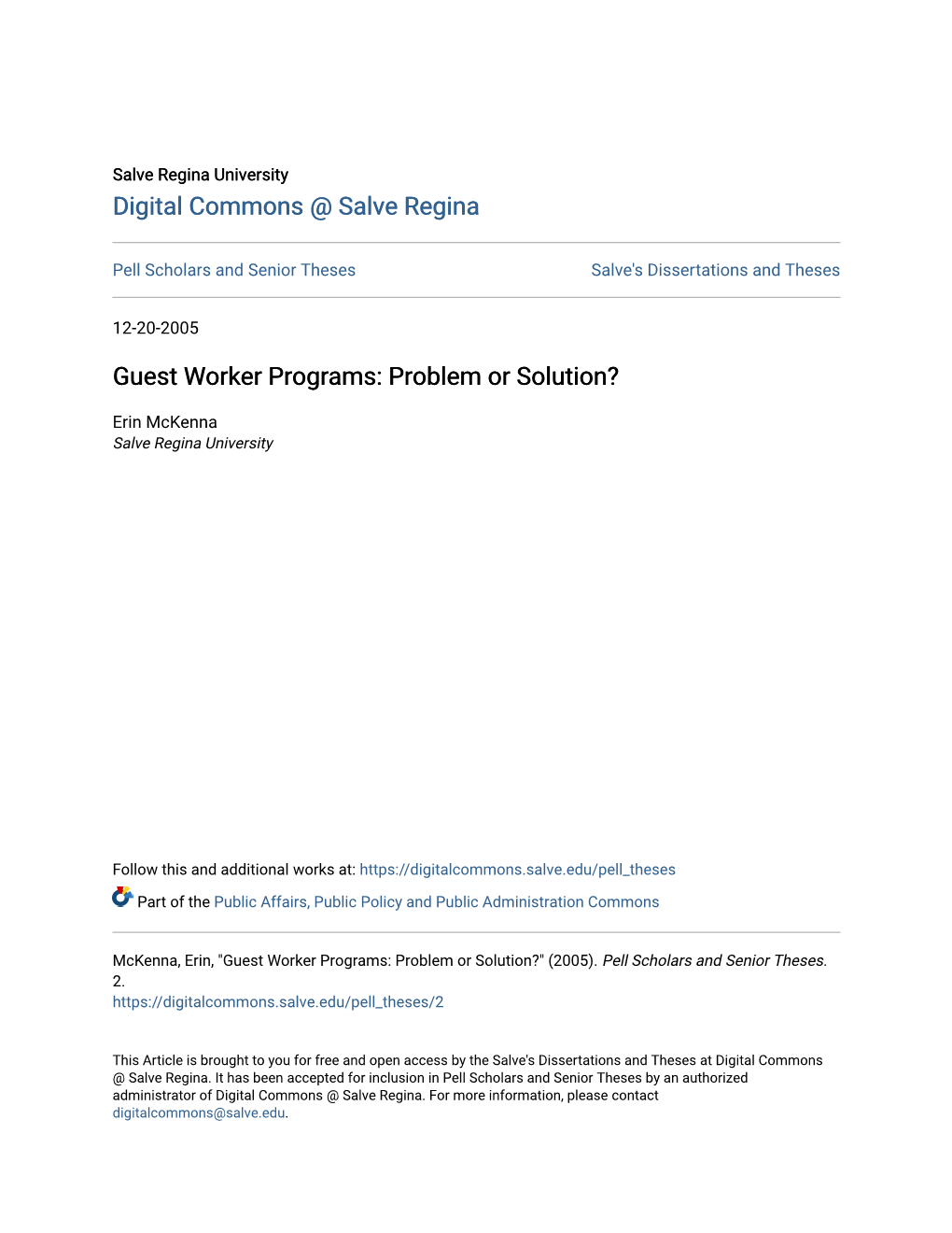 Guest Worker Programs: Problem Or Solution?