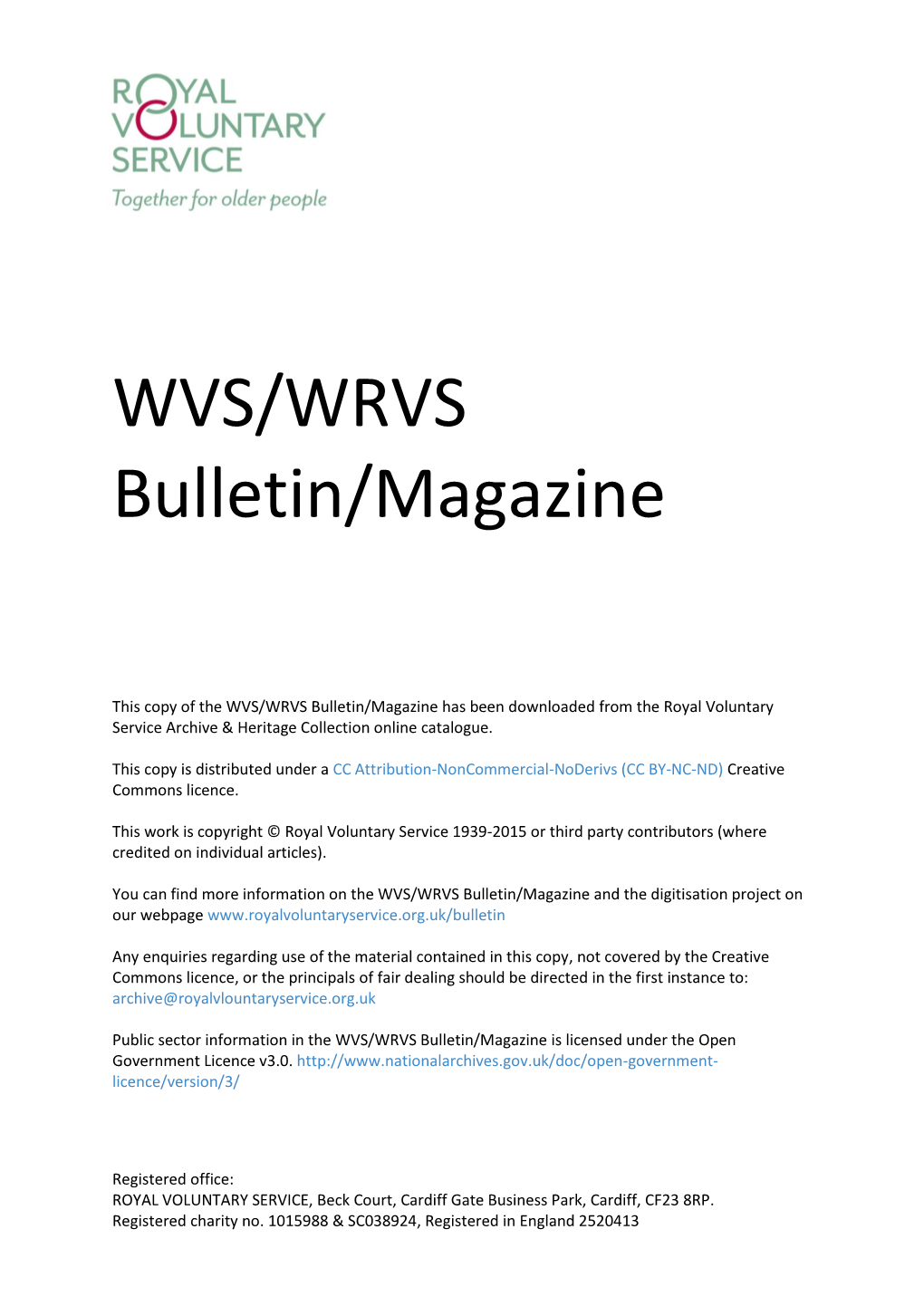 WVS/WRVS Bulletin/Magazine