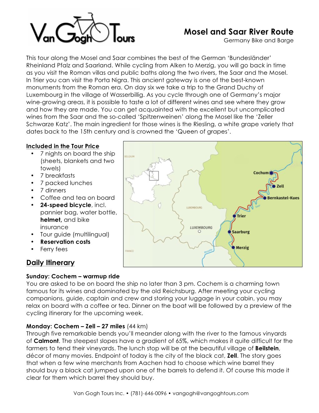 Mosel and Saar River Route Germany Bike and Barge