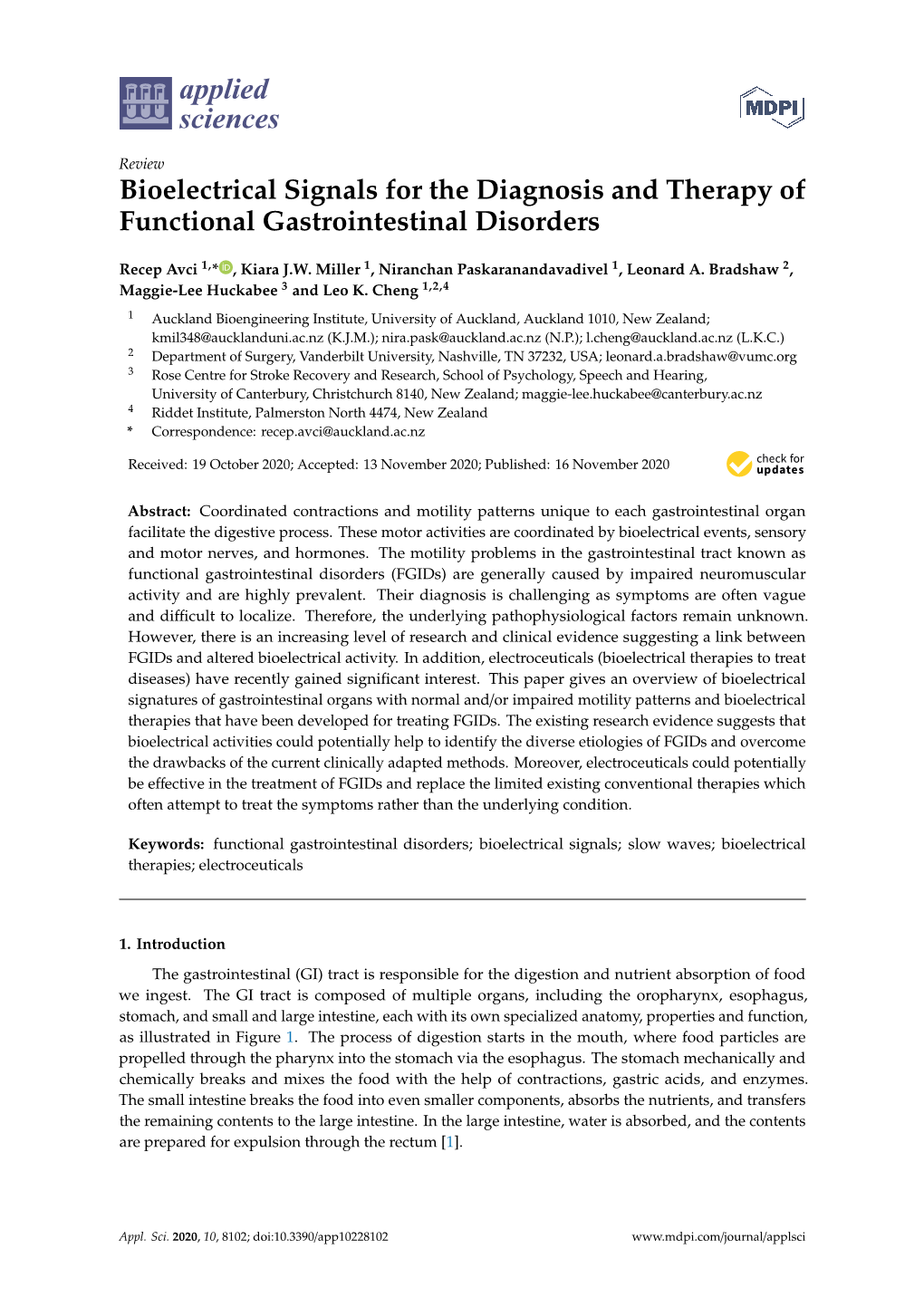 Bioelectrical Signals for the Diagnosis and Therapy of Functional Gastrointestinal Disorders