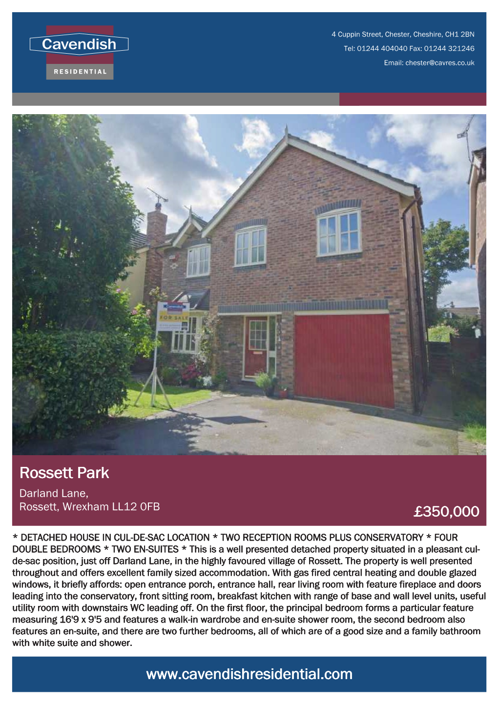 Rossett Park Darland Lane, Rossett, Wrexham LL12 0FB £350,000