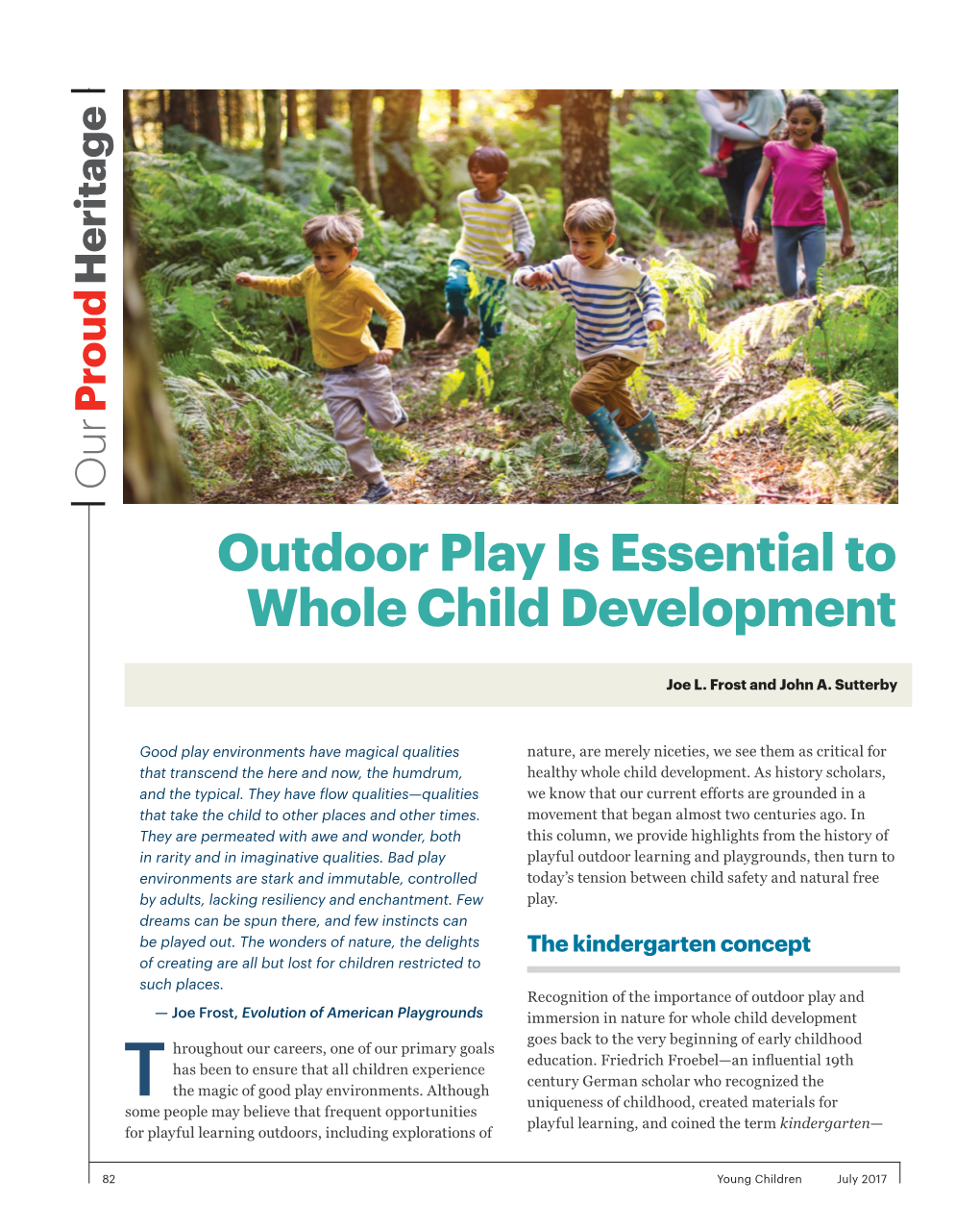 Outdoor Play Is Essential to Whole Child Development