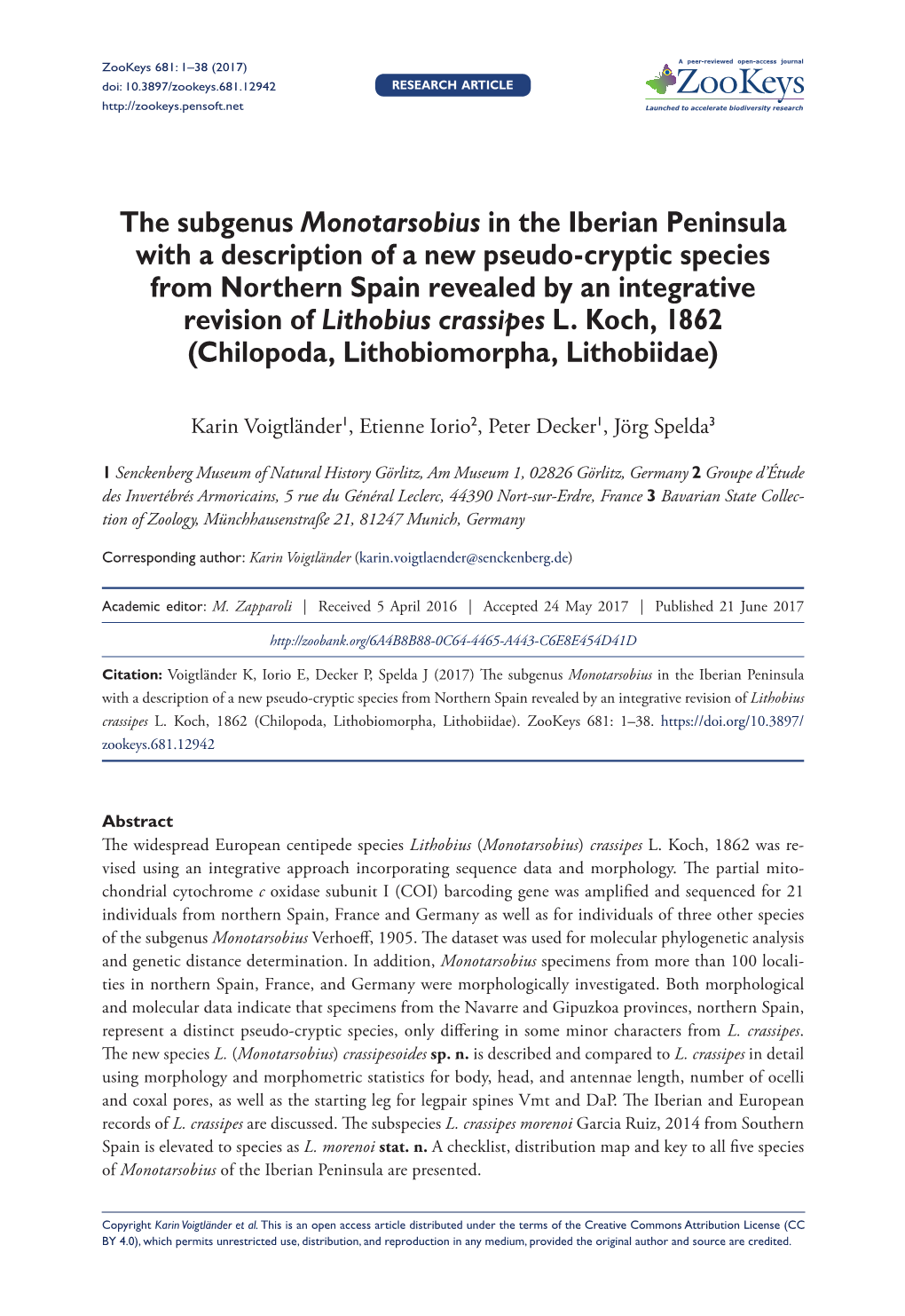 The Subgenus Monotarsobius in the Iberian