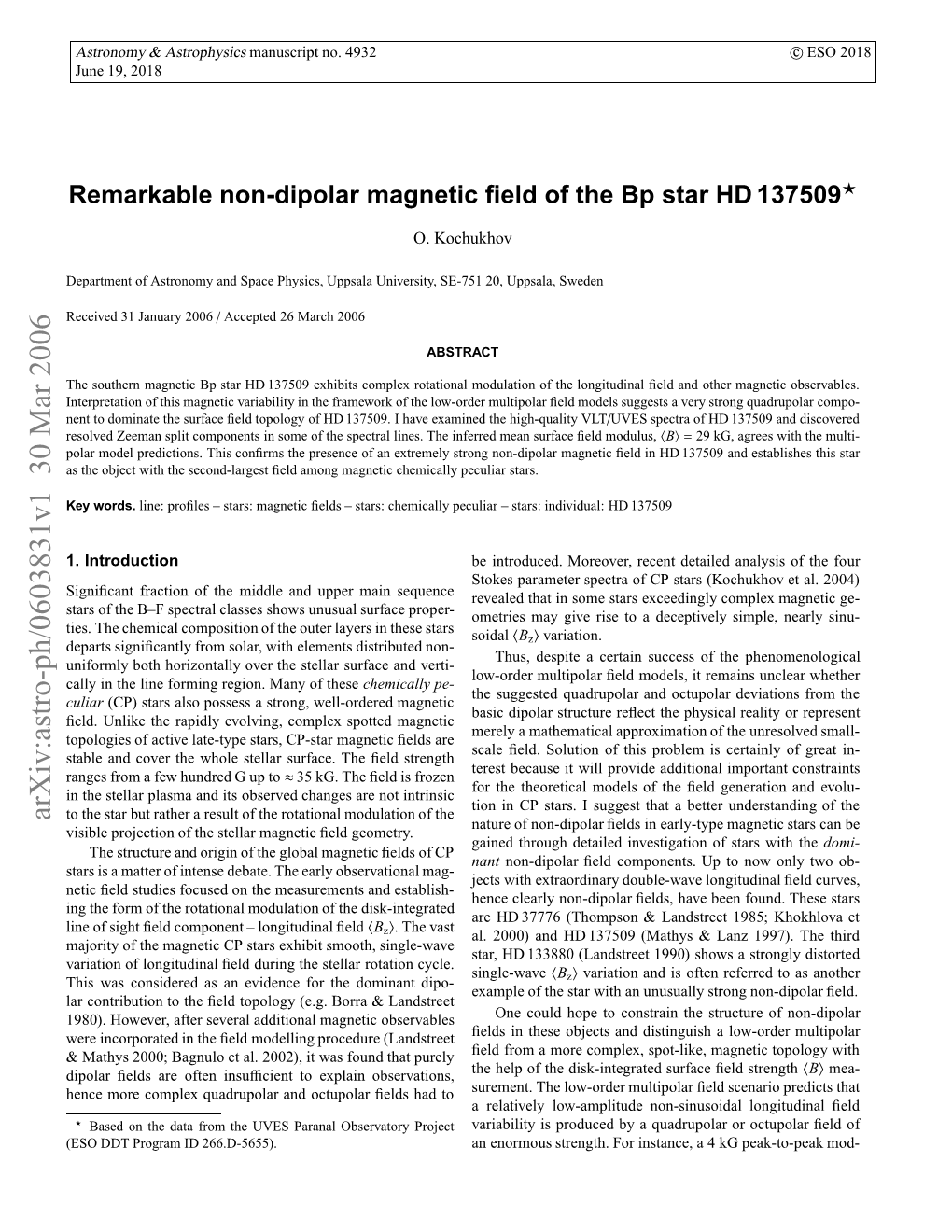 Remarkable Non-Dipolar Magnetic Field of the Bp Star HD 137509