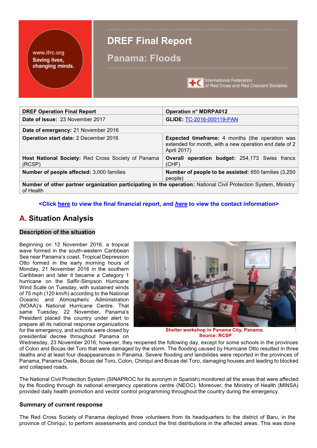 DREF Final Report Panama: Floods