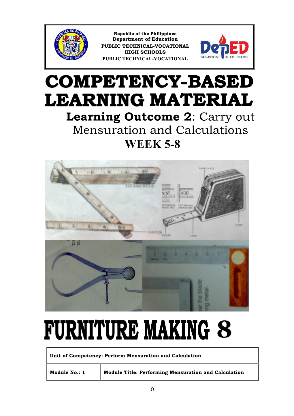 Carry out Mensuration and Calculations WEEK 5-8