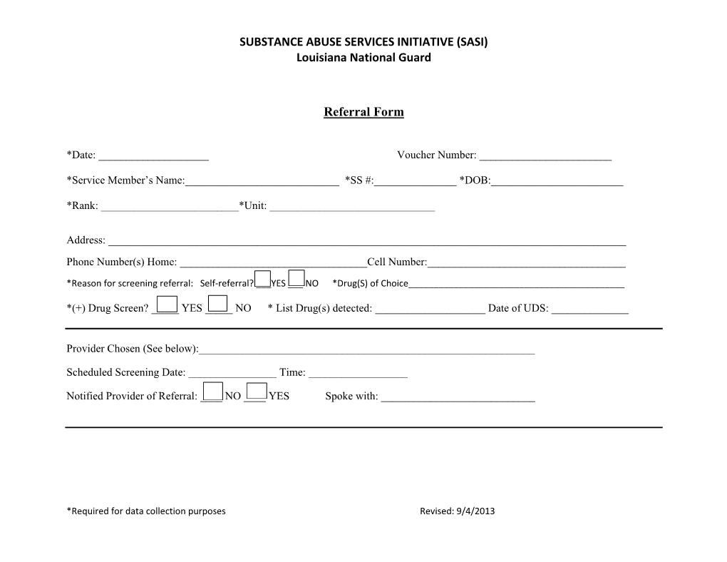 (SASI) Louisiana National Guard Referral Form