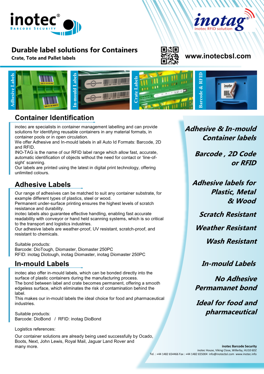 Adhesive Labels for Plastic, Metal & Wood Barcode , 2D Code Or RFID