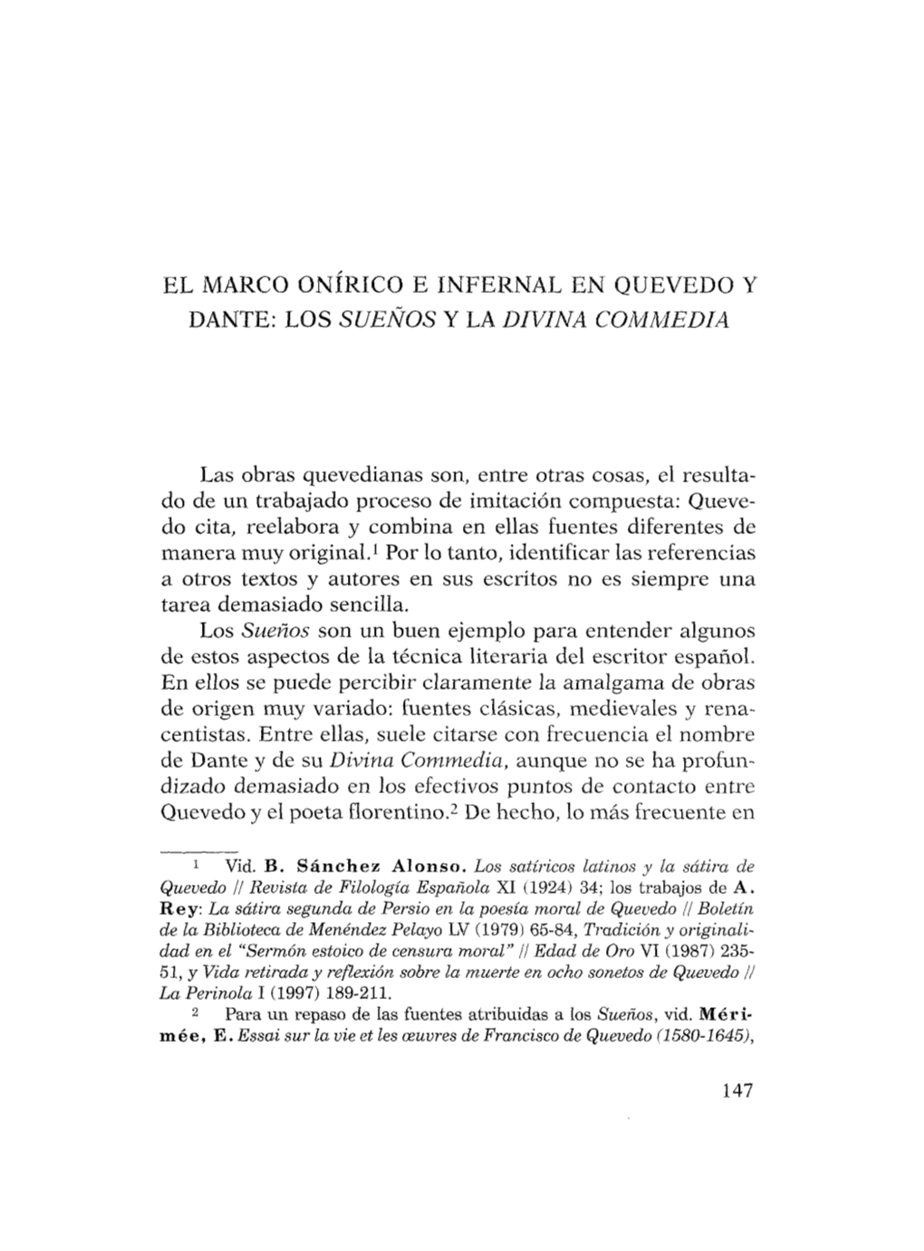 El Marco Onírico E Infernal En Quevedo Y Dante: Los "Sueños"