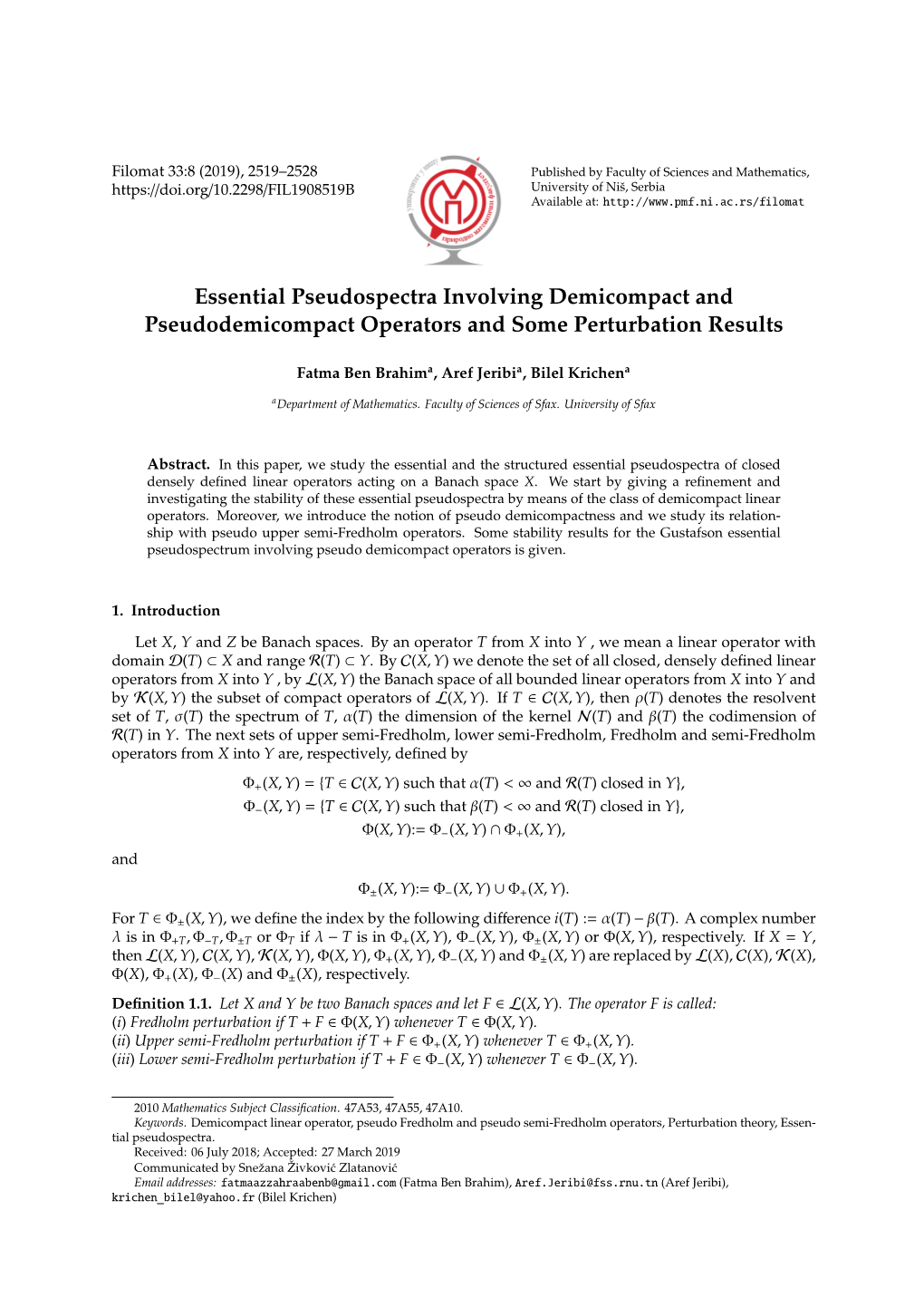 Essential Pseudospectra Involving Demicompact and Pseudodemicompact Operators and Some Perturbation Results