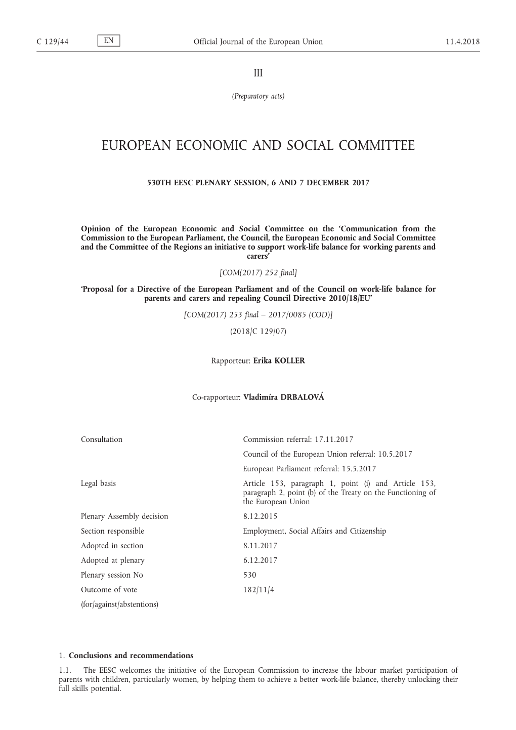 Opinion of the European Economic and Social Committee On