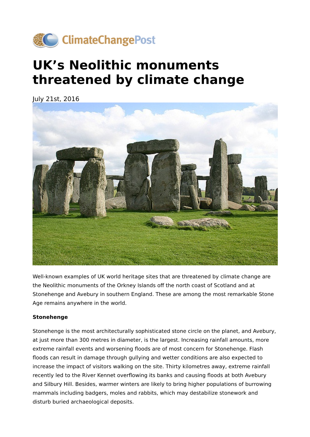 UK's Neolithic Monuments Threatened by Climate Change