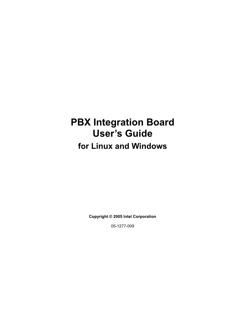 PBX Integration Board User's Guide