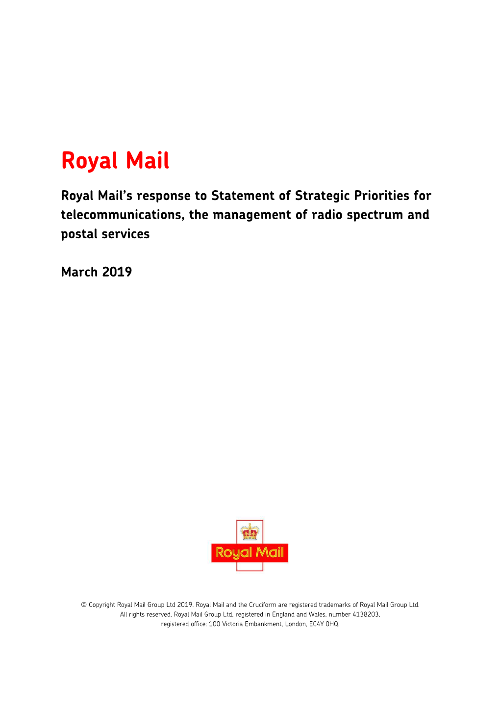 Royal Mail's Response to Statement of Strategic Priorities For