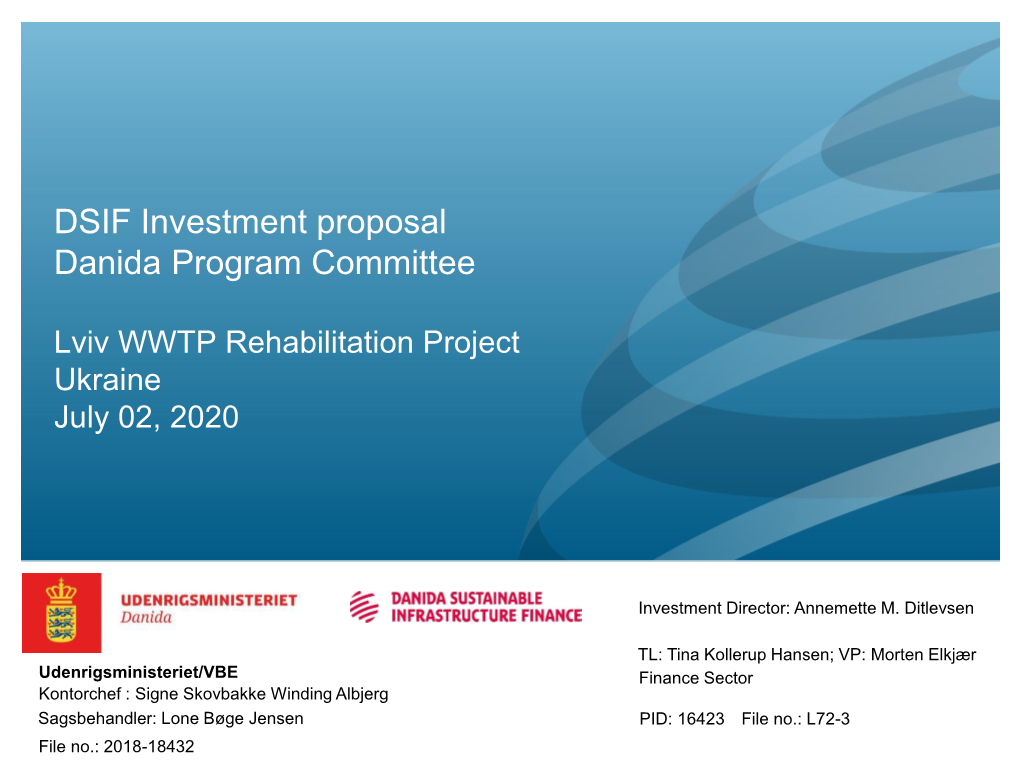 DSIF Investment Proposal Danida Program Committee