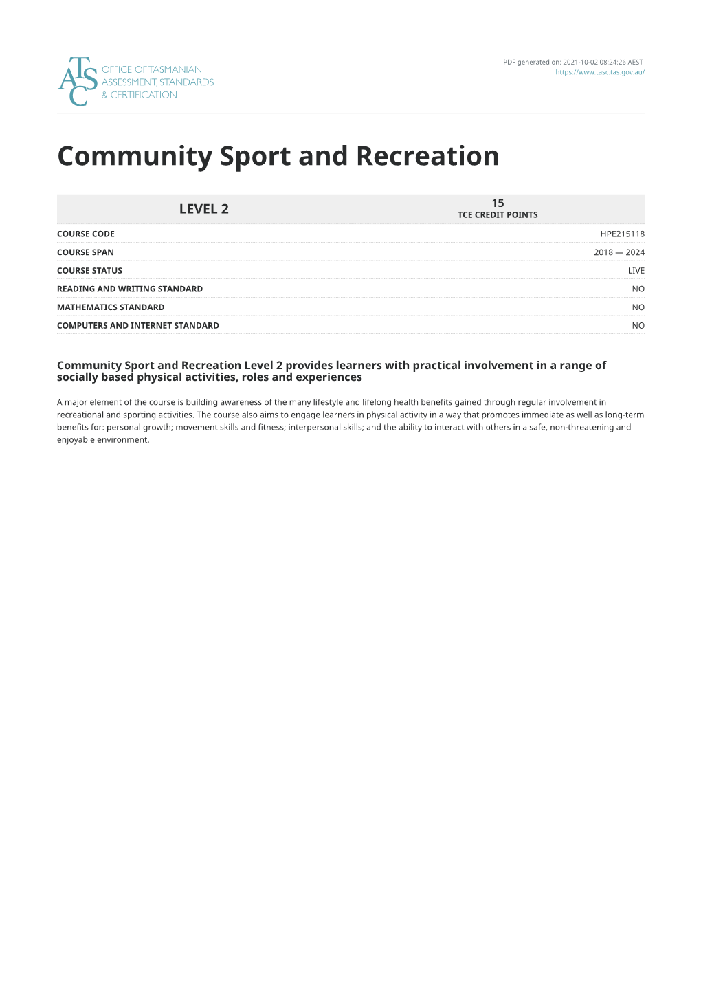 Community Sport and Recreation
